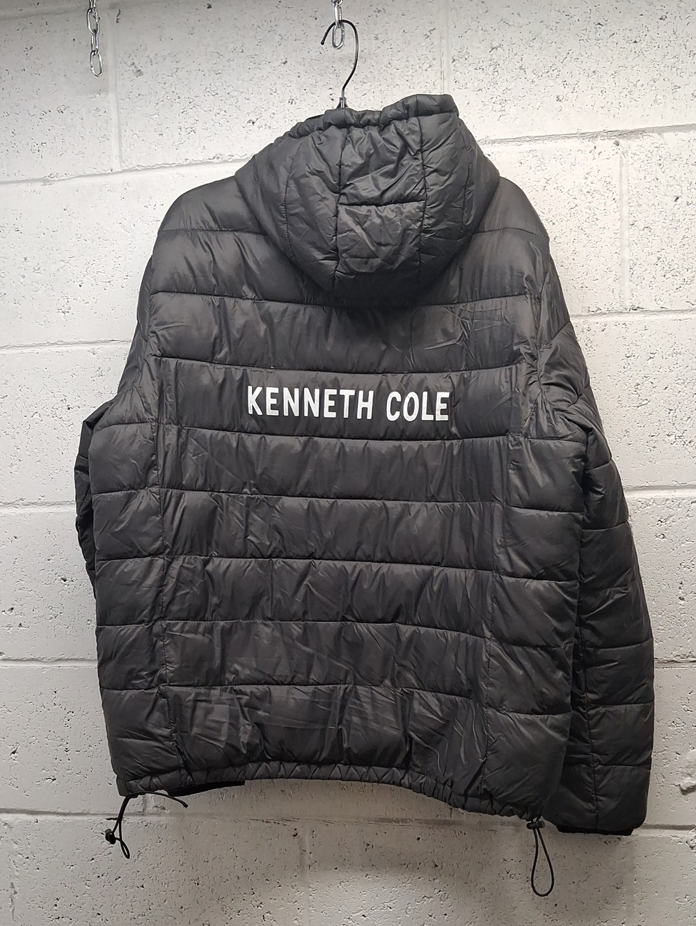 NWOT Kenneth Cole Reversible Puffer Hooded Jacket Yellow & Grey